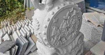 福建芝麻白抱鼓石 庭院抱鼓石
