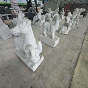 福建芝麻白雕刻 十二生肖 异形雕刻