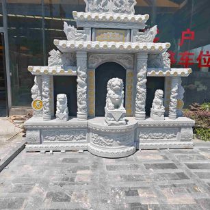 福建芝麻白中国黑石材套墓 花岗岩墓碑