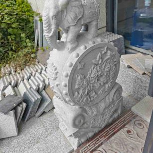 福建芝麻白抱鼓石 庭院抱鼓石