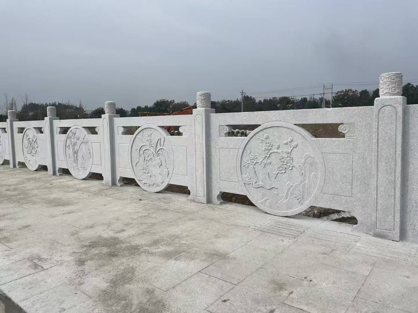 福建芝麻白河道栏杆 石材栏杆